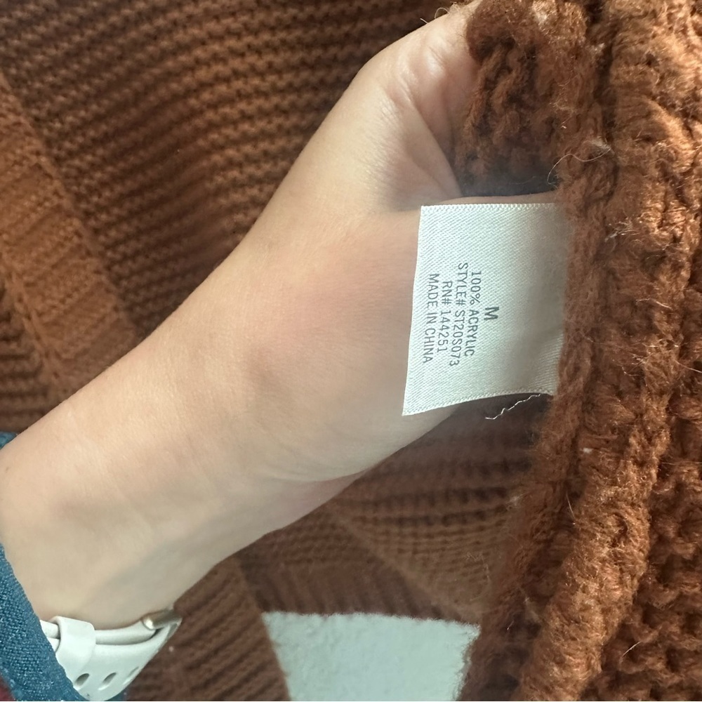 Alya Rust Orange Chunky Knit Open Cardigan - Picture 5 of 10